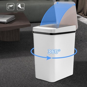 Умная мусорная корзина для ванной комнаты, 15 л, бесконтактная мусорная корзина для кухни, ванной комнаты, белого цвета