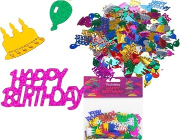 KONFETTI NA URODZINY IMPREZE NAPIS HAPPY BIRTHDAY