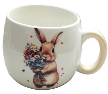 Kubek ceramiczny zajączek z kwiatami 400ml