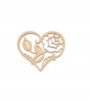 Drewniane SERCE ażurowe 8cm ozdoby RÓŻA