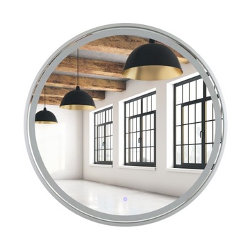 LUSTRO OKRĄGŁE PODŚWIETLANE LED SREBRNE 70 CM