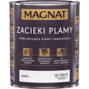Farba MAGNAT zacieki i plamy Biała Izoluje zacieki i zabrudzenia 0,8L