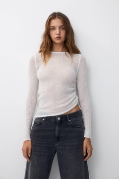 PULL & BEAR CIENKI BIAŁY SWETER MARSZCZENIA 8OU NG3__S