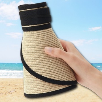 Przeciwsłoneczny Daszek słomiany na lato plażę regulowany czapka z daszkiem