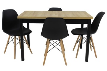Zestaw stół M-10 70x120/160+ 4xkrzesło czarne