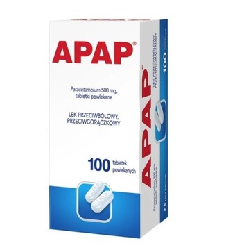 APAP paracetamol 500 mg lek przeciwbólowy 100 tabl
