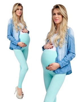 LEGGINSY CIĄŻOWE bawełniane getry z panelem ciążowym S/36