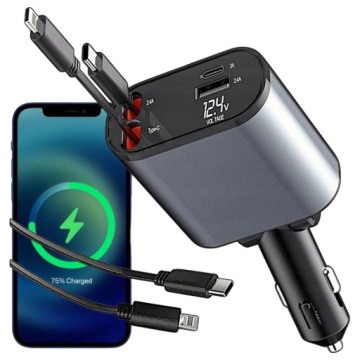 Výkonná Automobilová 4V1 Usb Usb-l 120W Kabel Usb-c Lightning