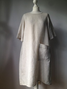 TONALI - piękna -100% LEN- sukienka LATO - S (36)-