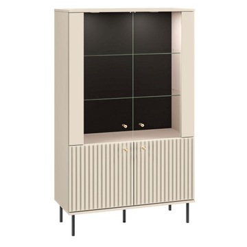 Witryna do salonu drzwi szkło beżowa kaszmir LED 92 cm MDF CANADA