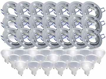 KOMPLET 21x Żarówka LED GU10 ZESTAW 7W+Oprawa