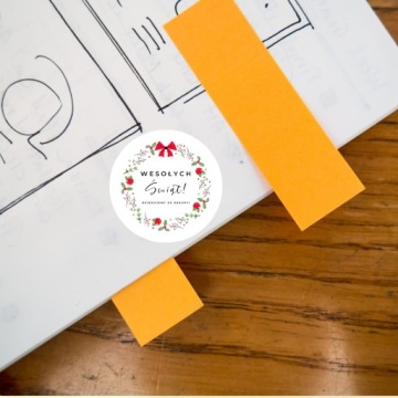 Наклейки MERRY CHRISTMAS Спасибо за покупки, круглые листы, 75 штук, 5 СМ