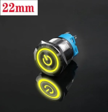 Przycisk przełącznik przyciskowy SPDT On-On metalowy 22mm LED 230V bi