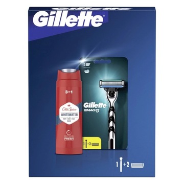 GILLETTE Mach 3 + OLD SPICE żel Whitewater 250 ml zestaw podarunkowy męski
