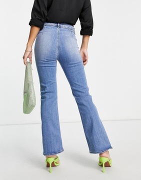 Damskie spodnie jeansowe dzwony defekt W34 L26