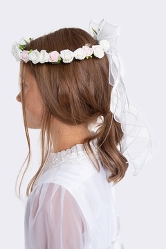 Wianek komunijny z pastelowymi różyczkami