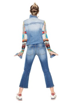 SPODNIE JEANSY DESIGUAL NIEBIESKIE HAFTY R 24