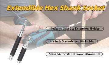 2 шт. выдвижная головка с шестигранным хвостовиком 1/4 дюйма, магнитный держатель бит отвертки