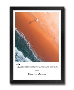 Plakat obraz na ścianę PODRÓŻUJ ŻYJ czarna rama A4