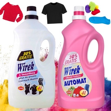 WIREK Płyn do prania KOLORU 4l + CZARNYCH 4l MIX