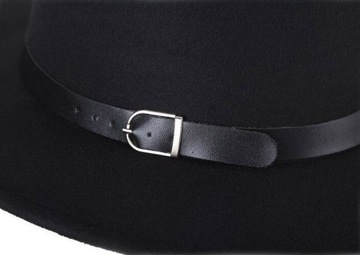 ОСЕНЬ-ЗИМА ВОДОНЕПРОНИЦАЕМАЯ ЧЕРНАЯ ШАПКА С ПРЯЖКОЙ И ДЕКОРАТИВНЫМ РЕМЕШКОМ, ЭЛЕГАНТНАЯ