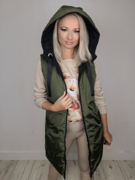 ЖИЛЕТ ЖЕНСКИЙ ДВУСТОРОННИЙ, С РУКАВАМИ С КАПЮШОНОМ, ТЕПЛЫЙ, стеганый, размеры S-7XL