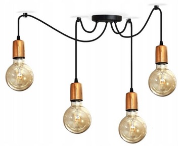 LAMPA WISZĄCA PAJĄK 4XE27 ŻYRANDOL SUFITOWA MIEDŹ