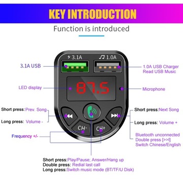 Bluetooth w samochodzie Kompatybilny z 5.0 zestaw