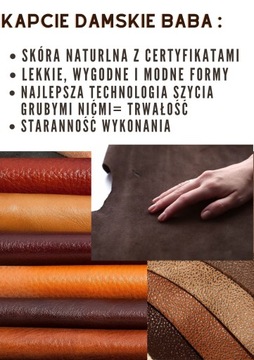 KAPCIE SKÓRZANE DAMSKIE PANTOFLE LACZKI PREMIUM naturalne góralskie BABA