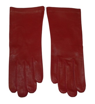 Damskie skórzane rękawiczki bez podszewki Marko 7 czerwone
