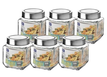 POJEMNIKI SZKLANE RUBI 6x500ML SZARY