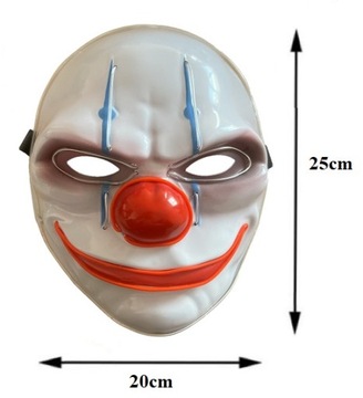 MASKA LED ŚWIECĄCA KLAUN JOKER HALLOWEEN KARNAWAŁ