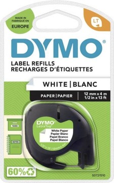 Taśma Dymo LetraTag 12 mm x 4 m papierowa biała S0721510 59421