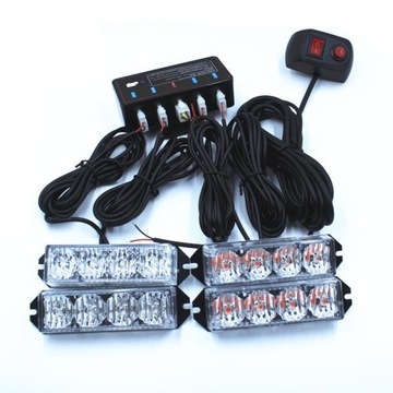4x LAMPY OSTRZEGAWCZE STROBOSKOP POMOC DROGOWA LAWETA KOGUT PILOT LED