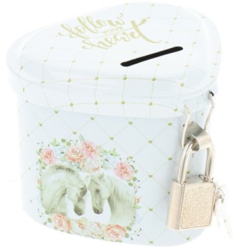 ЗАПИРАЮЩИЙСЯ МЕТАЛЛИЧЕСКИЙ ЯЩИК ДЛЯ ДЕНЕГ С ЗАМКОМ В ВИДЕ СЕРДЦА