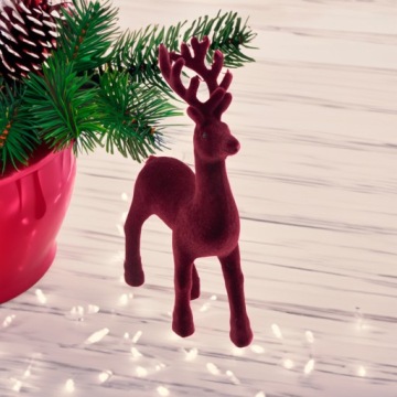 ДЕКОРАТИВНАЯ НОРА ОЛЕНЕЙ ИЗ ФЛОКИРОВАННОГО БАРХАТА ФИГУРКА РОЖДЕСТВЕНСКОЕ УКРАШЕНИЕ