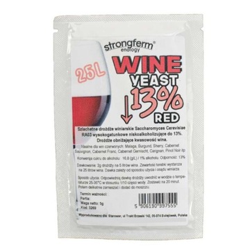 STRONGFERM WINE YEAST RED 13% drożdże winiarskie