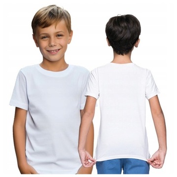 BIAŁA KOSZULKA NA WF SZYBKOSCHNĄCA DZIECIĘCA TSHIRT BIAŁY DZIECIĘCY 134 cm