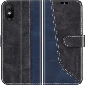 Mulbess Pokrowiec Etui z klapką Xiaomi Redmi 9A Niebieski ekoskóra