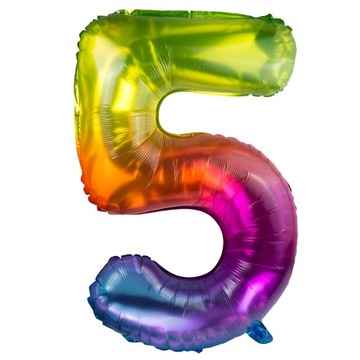 Balon Foliowy Cyfra 5 Na Urodziny Tęczowy 100cm