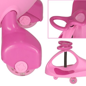 ГРАВИТАЦИОННАЯ ПОЕЗДКА НА ДЕТСКОМ АВТОМОБИЛЕ СО СВЕТЯЩИМИСЯ СВЕТОДИОДНЫМИ КОЛЕСАМИ, РОЗОВЫЙ