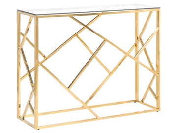 STYLIZOWANA METALOWA KONSOLA 3D ZE SZKLANYM BLATEM