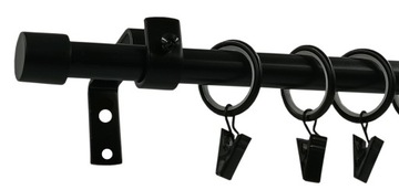 KARNISZ CZARNY LOFT Ø16mm LUNA 120cm ciche kółka