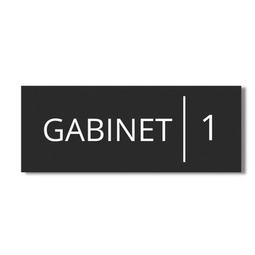 TABLICZKA NA DRZWI ŚCIANĘ 30x10CM GABINET NR 1 ALUMINIOWA CZARNA MAT CYFRY