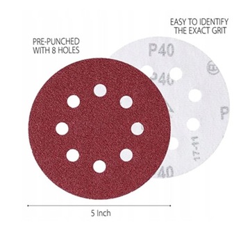 ШЛИФОВАЛЬНЫЕ ДИСКИ БУМАЖНЫЕ С ОТВЕРСТИЯМИ VELCRO 125 P40-P400