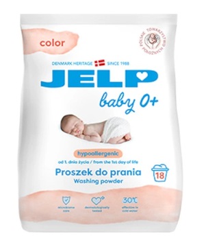 Hipoalergiczny proszek JELP 0+ dla dzieci do kolorów 18pr 1,35kg NOWOŚĆ