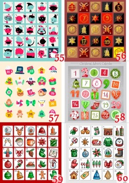 РОЖДЕСТВЕНСКИЕ НАКЛЕЙКИ АДВЕНТ-КАЛЕНДАРЬ 10х10 узор
