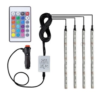 OŚWIETLENIE WNĘTRZA KABINY 4x12 LED RGB PILOT ALU