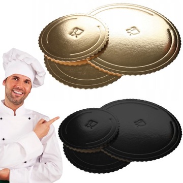 PODKŁAD POD TORT CIASTO GRUBY SZTYWNY DWUSTRONNY ZŁOTY OKRĄGŁY CZARNY 30 cm
