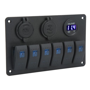 Панель кулисного переключателя, 20 А, 6 направлений, 12 В, 24 В, синий E3